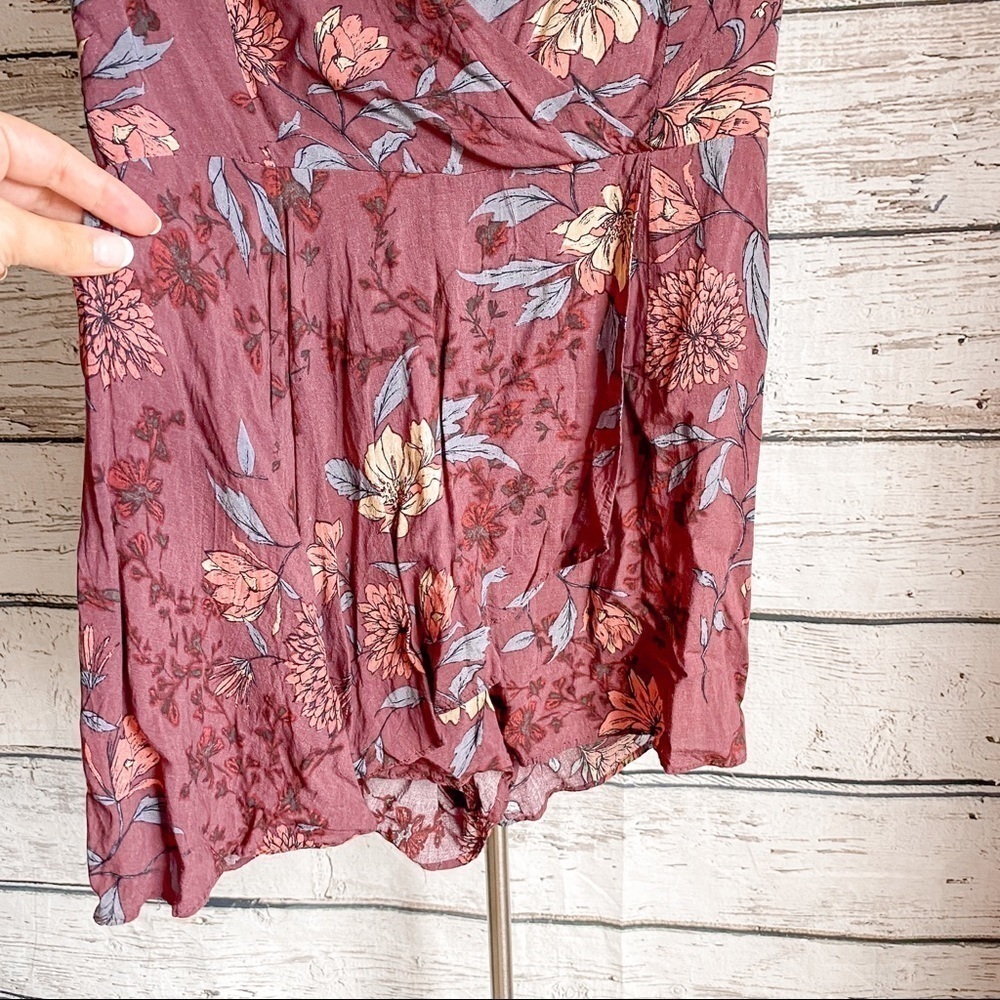 UO Kimchi Blue Maroon Floral Anita Ruffle Romper - Picture 9 of 12